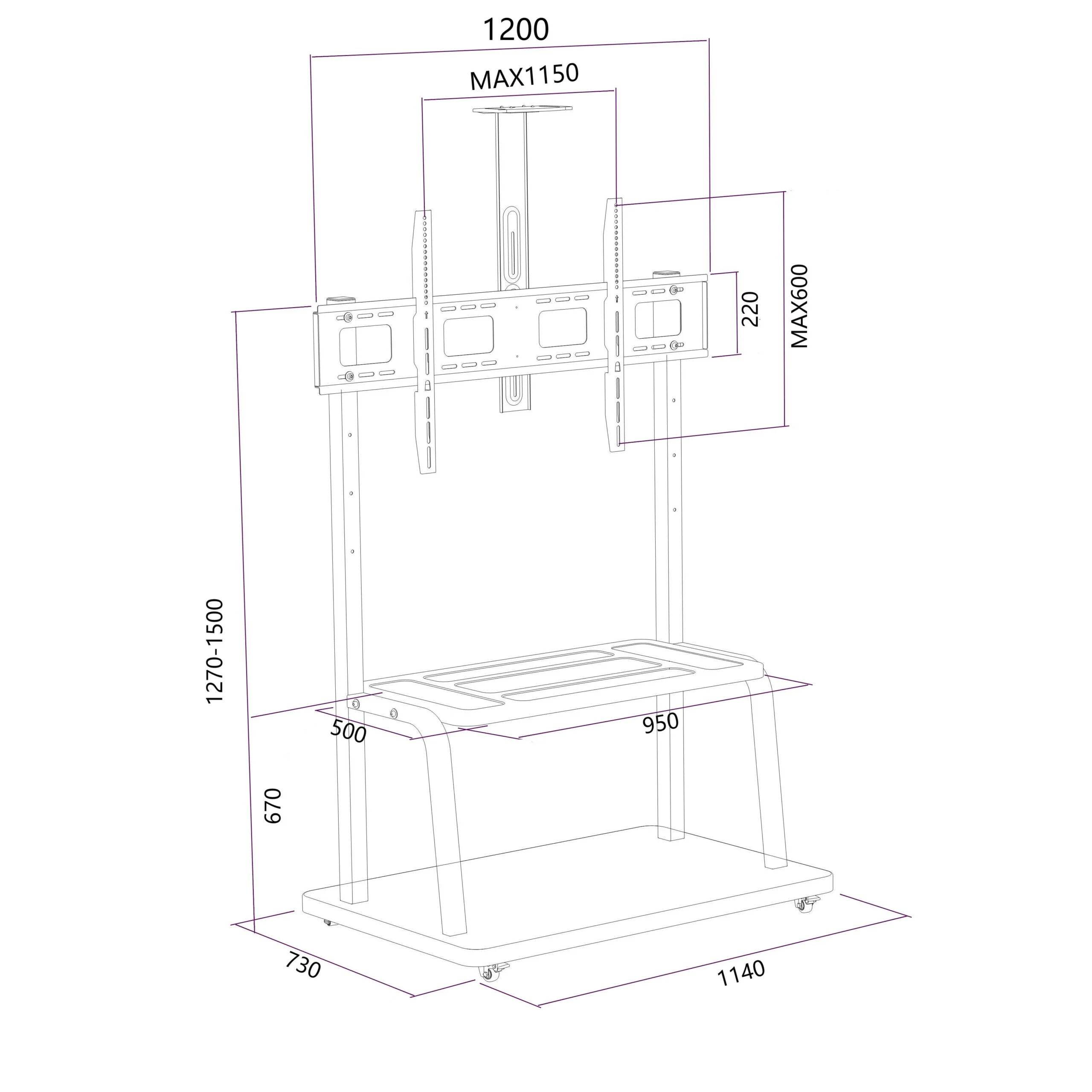 Rolling Stand Display Cart with Storage Space (3)
